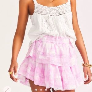 LoveshackFancy Ruffle Mini Skirt Sz. P, Pink Peony